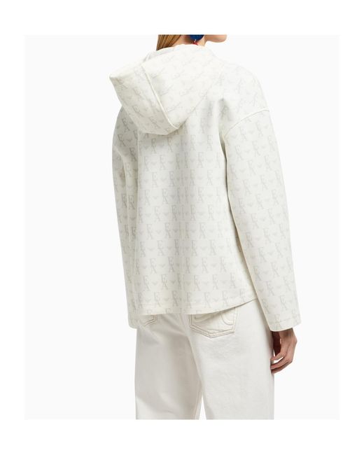 Emporio Armani White Logo-Print Hoodie