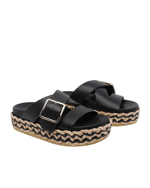 Paloma Barceló Black Paloma Barceló Round Toe Sandals