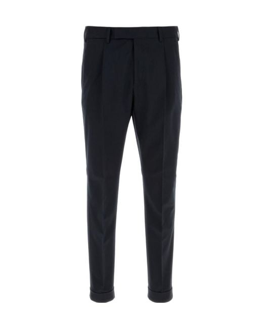 Pt Pantaloni Black Casual Trousers With Belt Loops for men