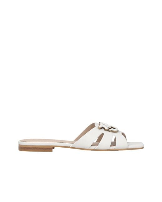 Pinko White Marli 09 Slip On Sandals