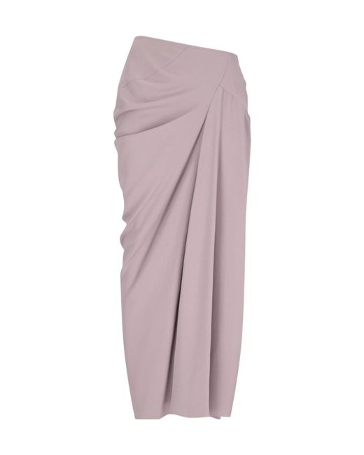 Dries Van Noten Purple Ruched High-Low Waist Skirt
