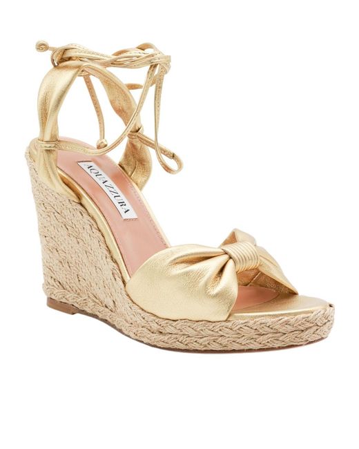 Aquazzura Metallic Knot Wedge Heeled Sandals