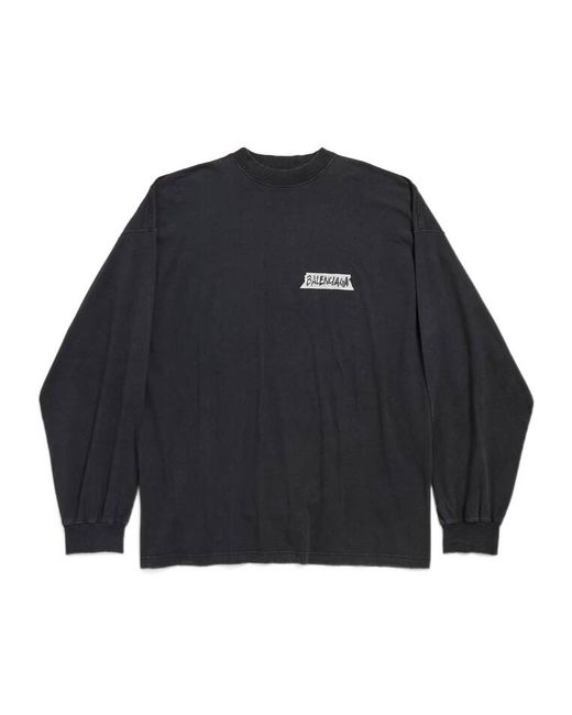 Balenciaga Blue Masking Tape Oversized Long Sleeve T-Shirt for men