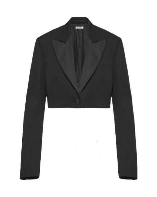 Miu Miu Black Cropped Grain De Poudre Jacket