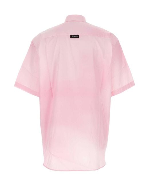 Vetements Pink Graphic-Print Cotton Shirt for men
