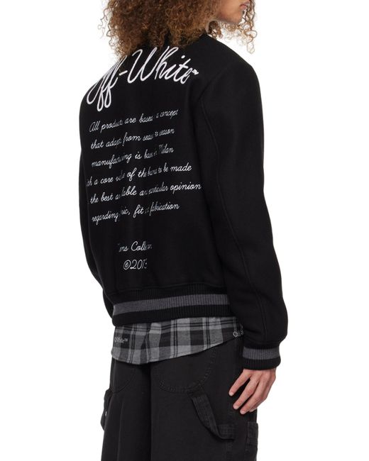 Off-White c/o Virgil Abloh Black Varsity Bomber Jacket for men