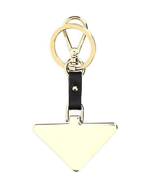 Prada White Triangle Logo Keyring