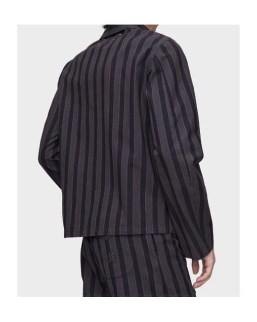 Maison Margiela Blue Long Sleeve Striped Pattern Shirt for men