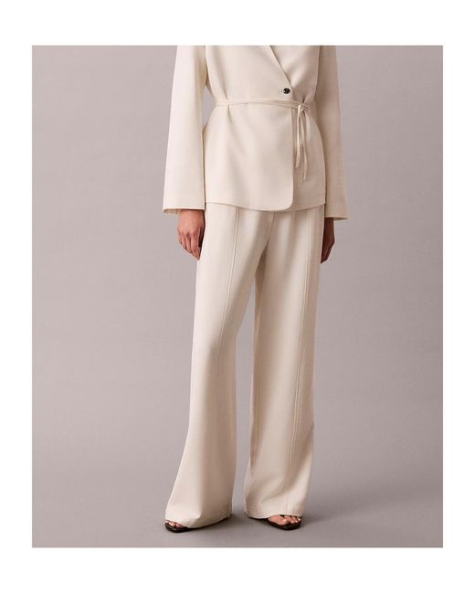 Calvin Klein Natural Textured Wide-Leg Pants