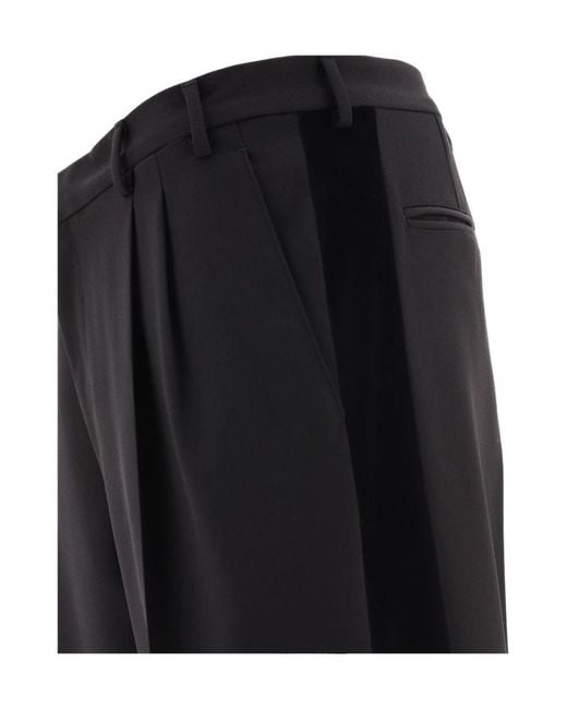 Prada Black Pressed-Crease Velvet Tailored Trousers for men