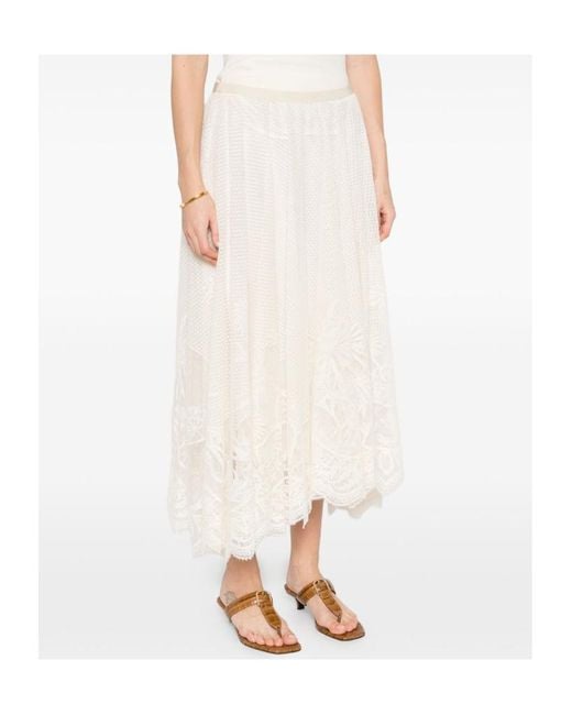 Fabiana Filippi White Floral Lace Midi Skirt
