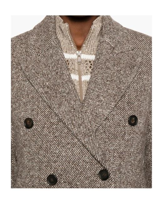Brunello Cucinelli Brown Peak Lapel Double-Breasted Blazer