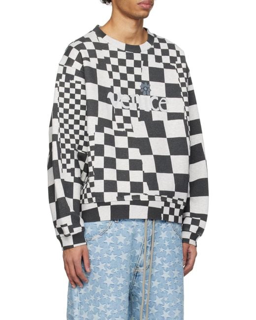 ERL Black Venice Checkered Crewneck Sweatshirt for men