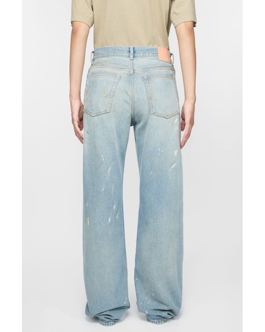 Acne Blue Wide-Leg Distressed Jeans
