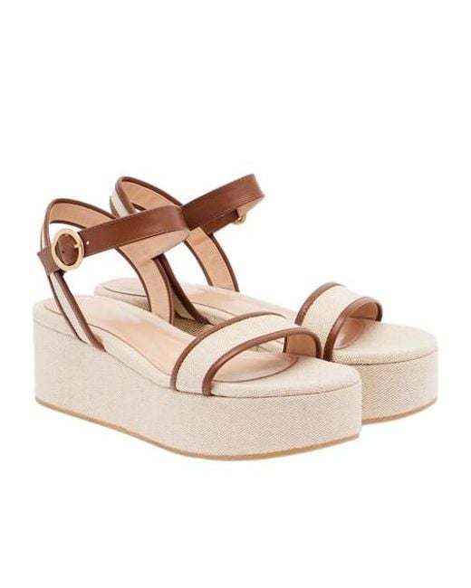 Gianvito Rossi Natural Solid Color Leather Sandals