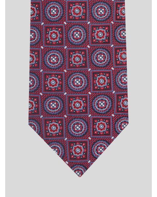 Etro Purple Silk Jacquard Tie With Patchwork Design for men