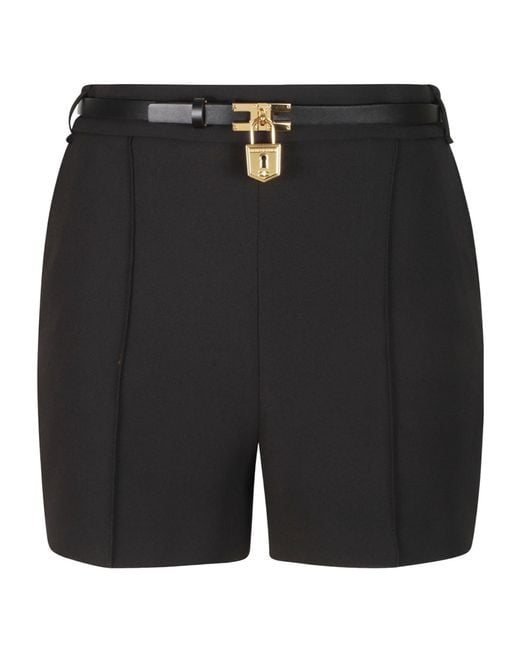Elisabetta Franchi Black Crepe Shorts With A Belt