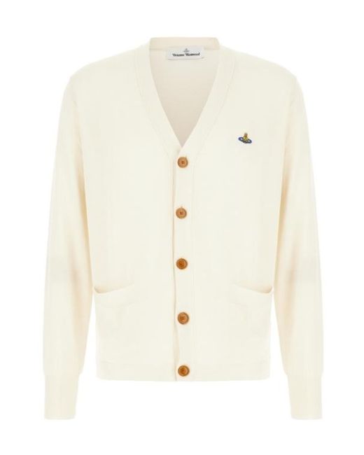 Vivienne Westwood White Orb-Embroidered Cardigan for men