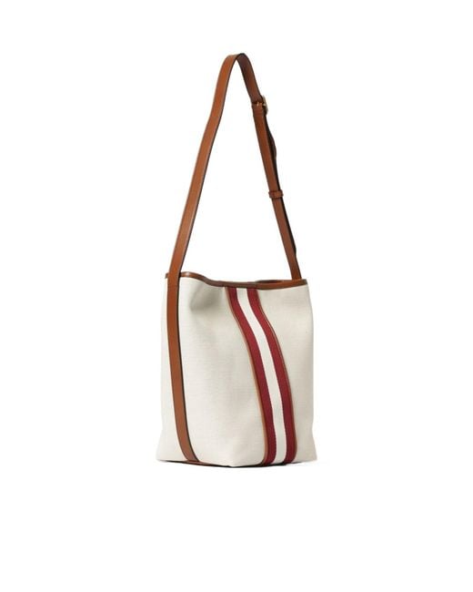 Bally White Sign Stripe Shoulder Bag
