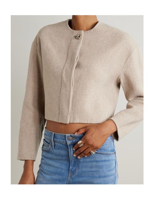Veronica Beard Natural Philips Cropped Wool-Blend Jacket