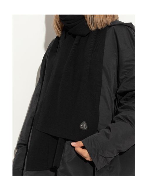 Moose Knuckles Black Wool Scarf for men