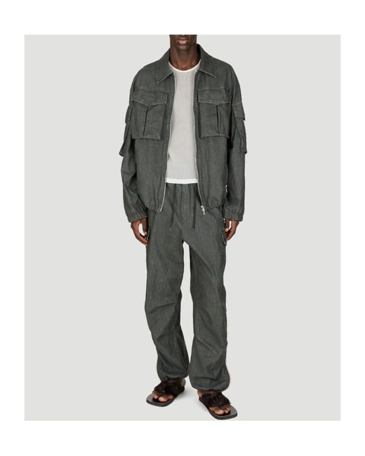 Dries Van Noten Gray Drawstring Cargo Pants for men