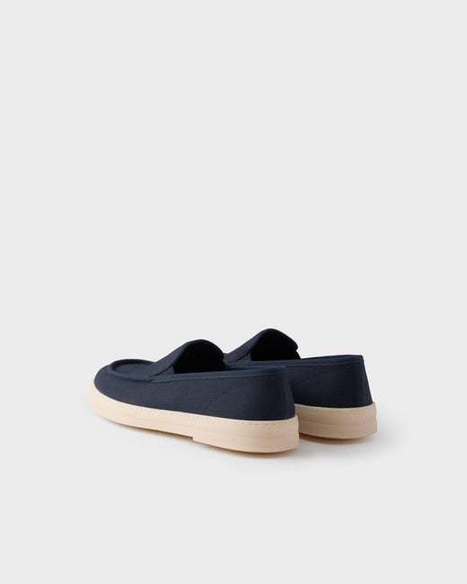 Prada Blue Fabric Loafers for men