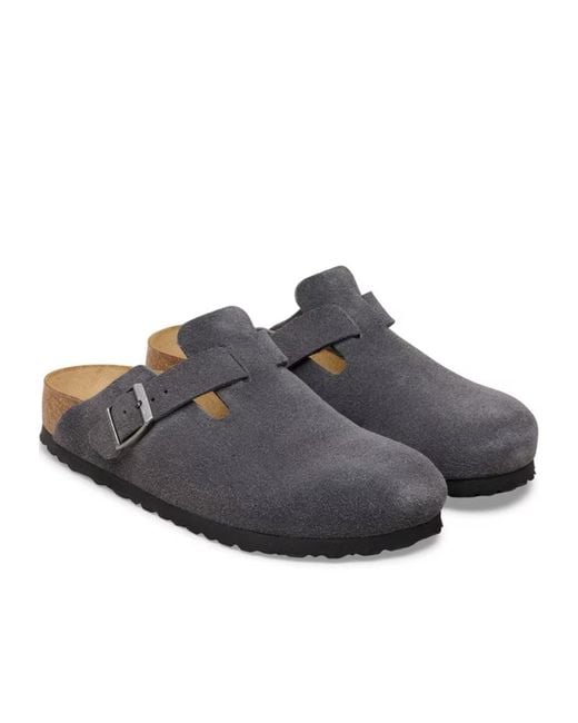 Birkenstock Brown Boston Suede Clogs for men