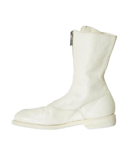 Guidi Natural Zip-Front Calf-Length Boots