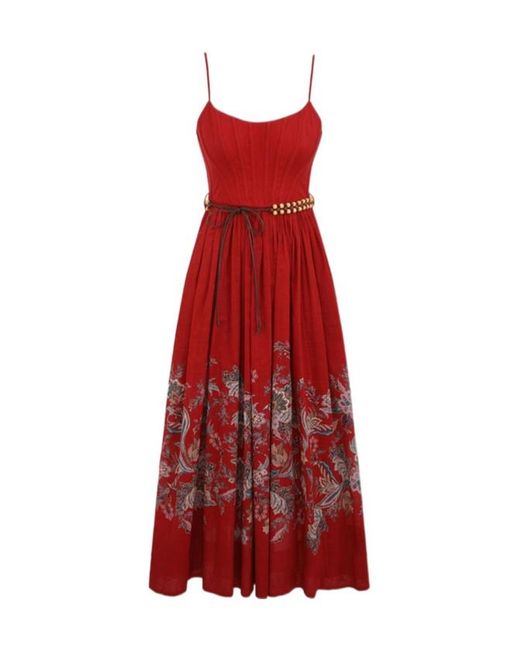 Zimmermann Red Rhiannon Corset Midi Dress