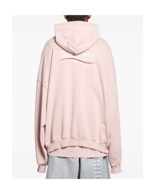 Balenciaga Pink Logo Embroidered Hoodie