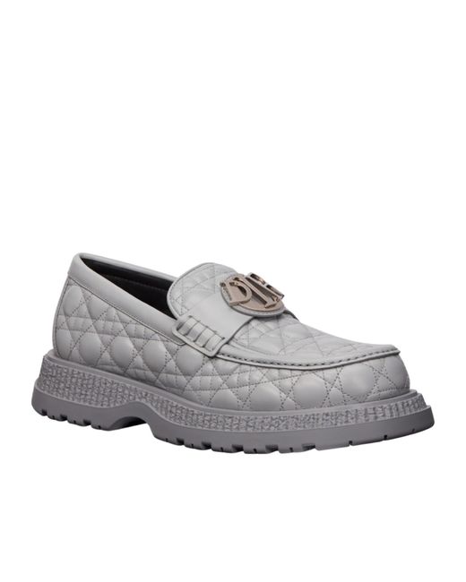 Dior Gray Homme Logo Plaque Slip-On Buffalo Loafers for men