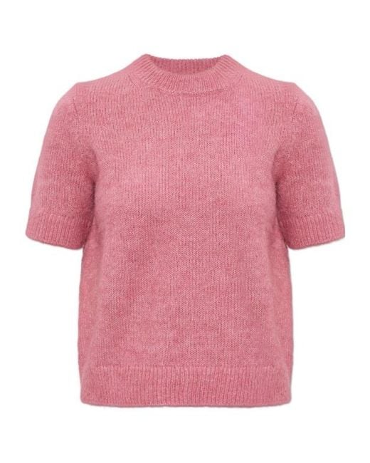 MICHAEL Michael Kors Pink Elastic Ribbed Cuffs Knitted Top