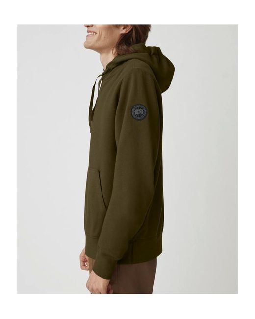 Canada Goose Green Logo Embroidered Drawstring Hoodie for men