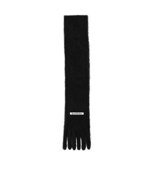 Acne Black Logo Patch Fringed Scarf
