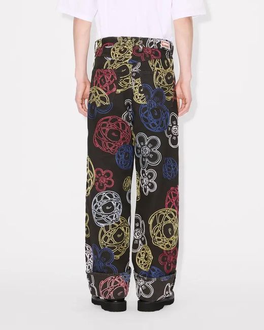 KENZO Blue X Futura 2000' Embroidered Wide Fit Pants for men