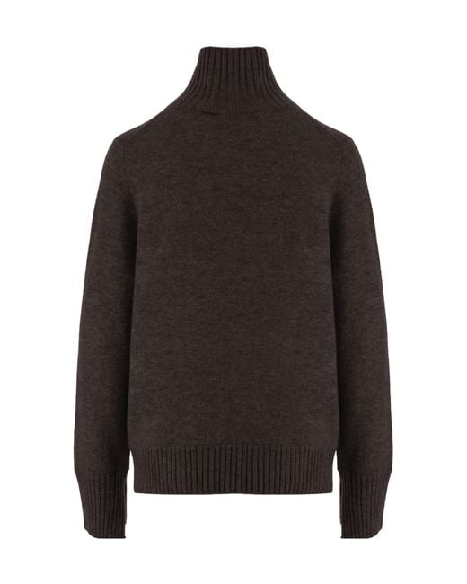 Allude Black Cashmere Turtleneck Knitted Sweater