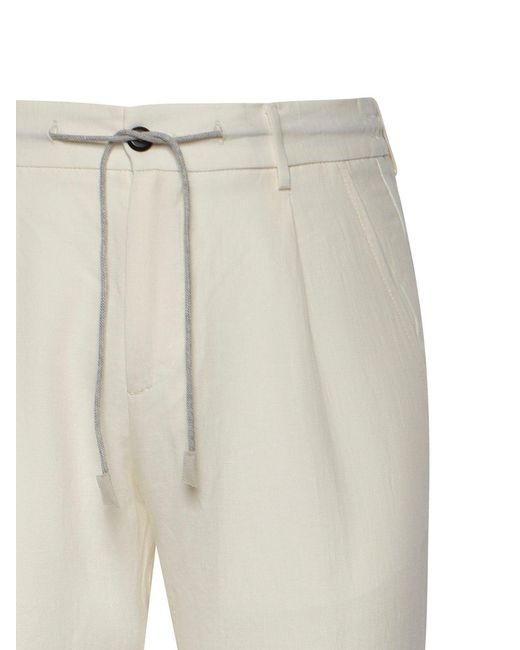 Eleventy Natural Drawstring Tapered Pants for men