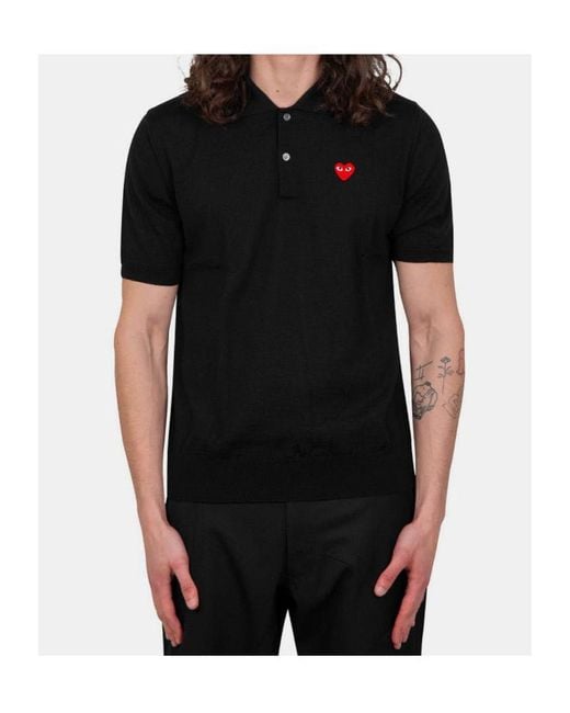 COMME DES GARÇONS PLAY Black Lapel Polo Shirt for men