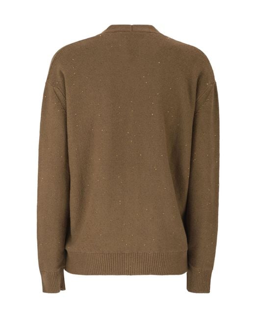 Fabiana Filippi Brown Long-Sleeved V-Neck Cardigan