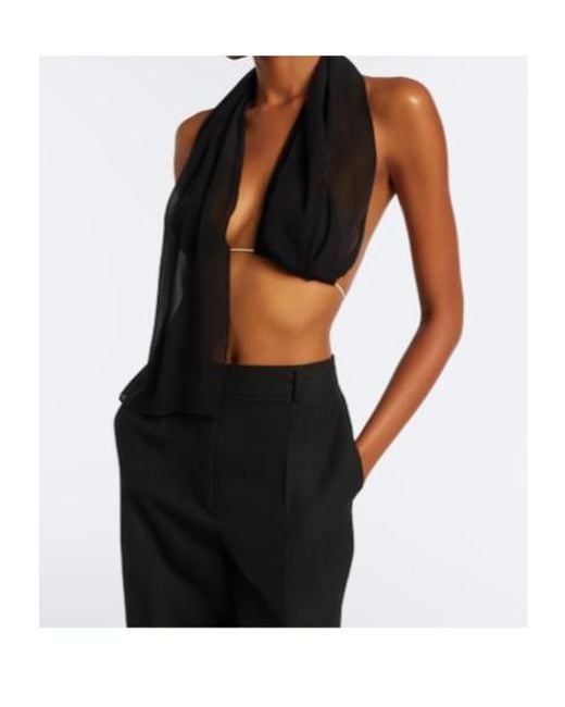 Christopher Esber Black Silk Scarf Bra Top