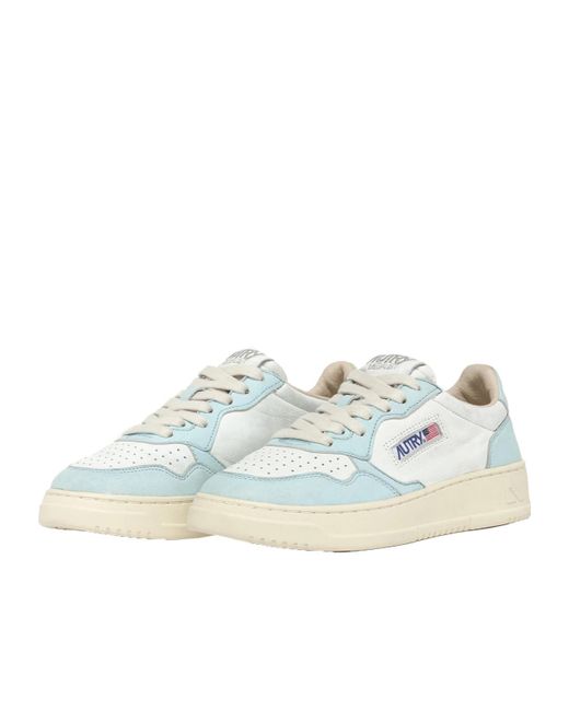 Autry Blue Medalist Bicolor Lace-Up Sneakers