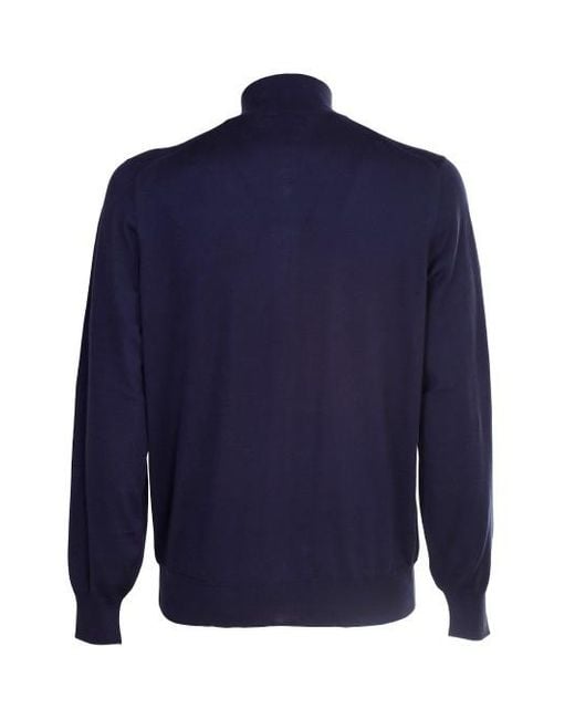 Brunello Cucinelli Blue Long Sleeved Zip-Up Cardigan for men