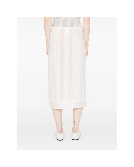 Low Classic White Layered Midi Skirt