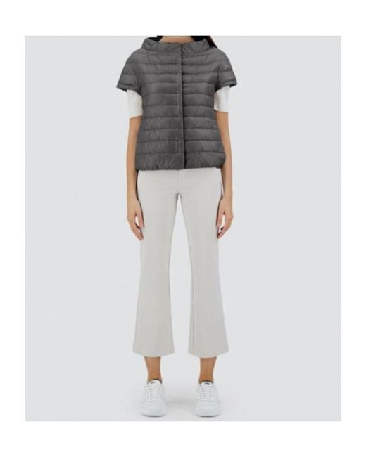 Herno Gray Quilted Short-Sleeved Down Jacket