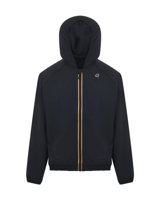 K-Way Black Hooded Zip Jacket for men