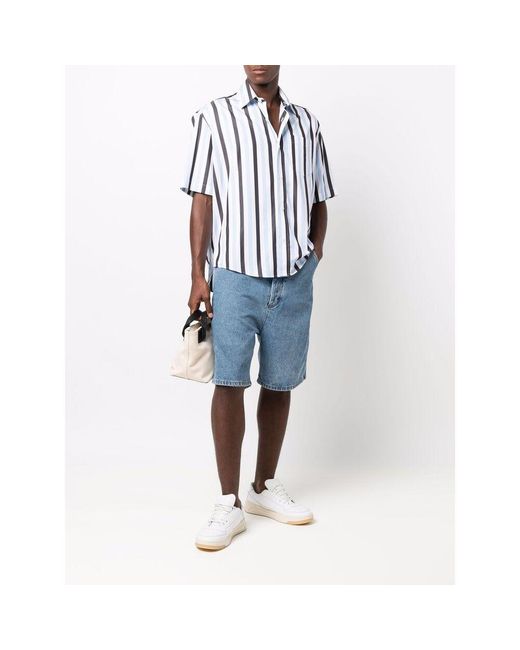 AMI Blue Stripe-Print Shirt for men