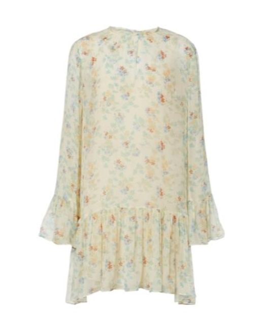 Ulla Johnson White Emmeline Floral Ruffled Silk Minidress