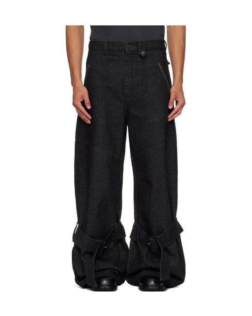 Egonlab Black Cargo Jeans for men