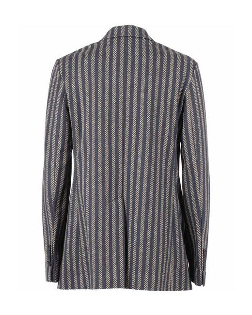 Circolo 1901 Gray Long Sleeved Striped Blazer